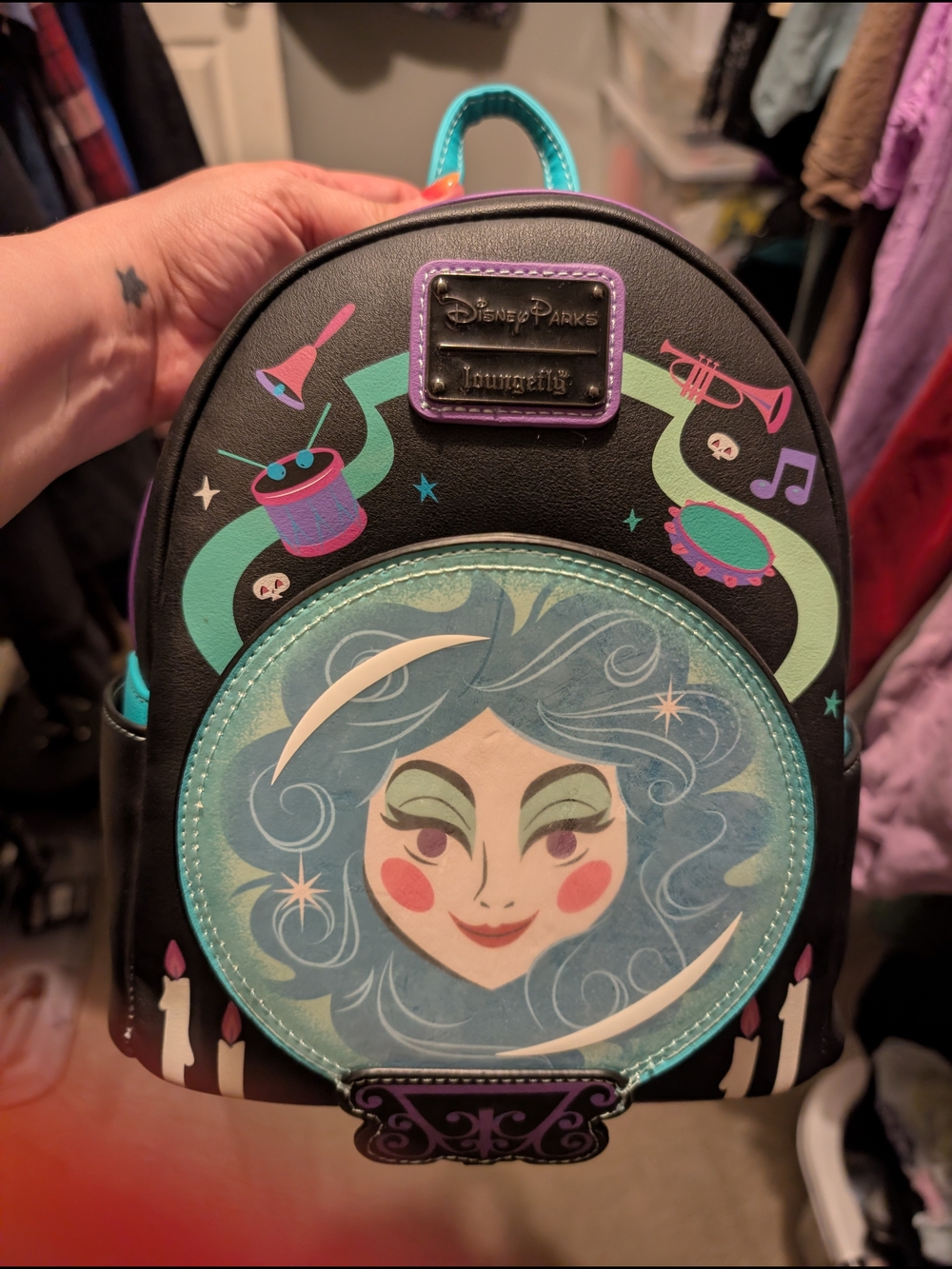 Disney Parks Loungefly Witch Crystal Ball Mini Backpack - Teal & Black